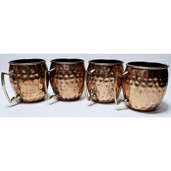Set of 4 Vintage Hammerex Copper Moscow Mule Mugs Gold Handles Man Cave Barware - Picture 1 of 12